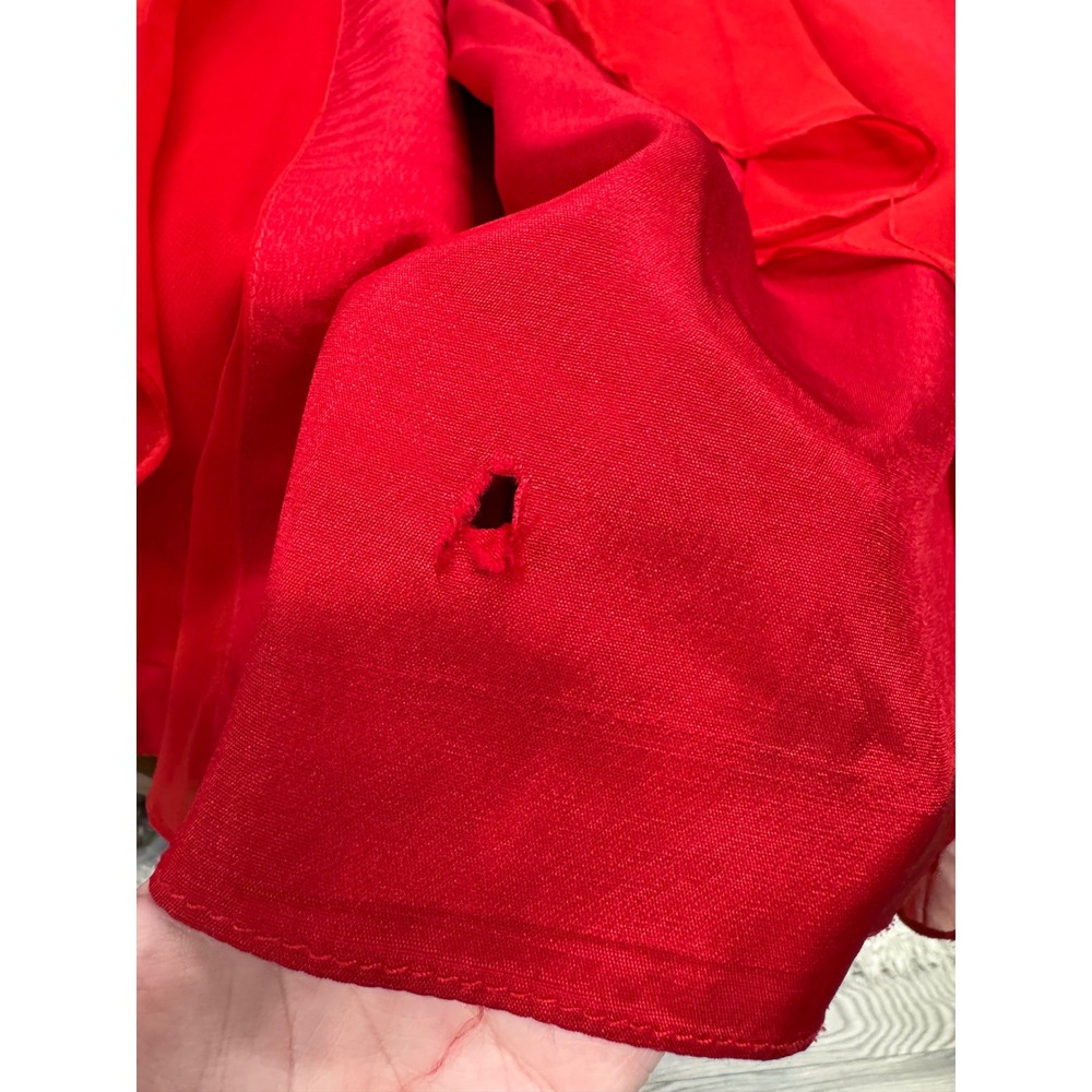 Loralie Original Vintage Red Embroidered Ruffle Maxi Dress V-Neck Formal Gown - Picture 7 of 10